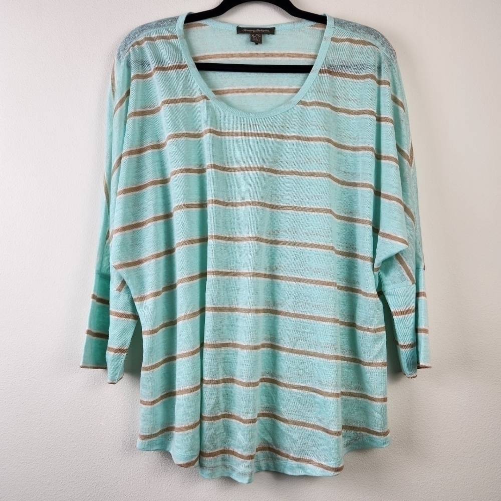 Tommy Bahama 100% Linen Striped Tee Top XL